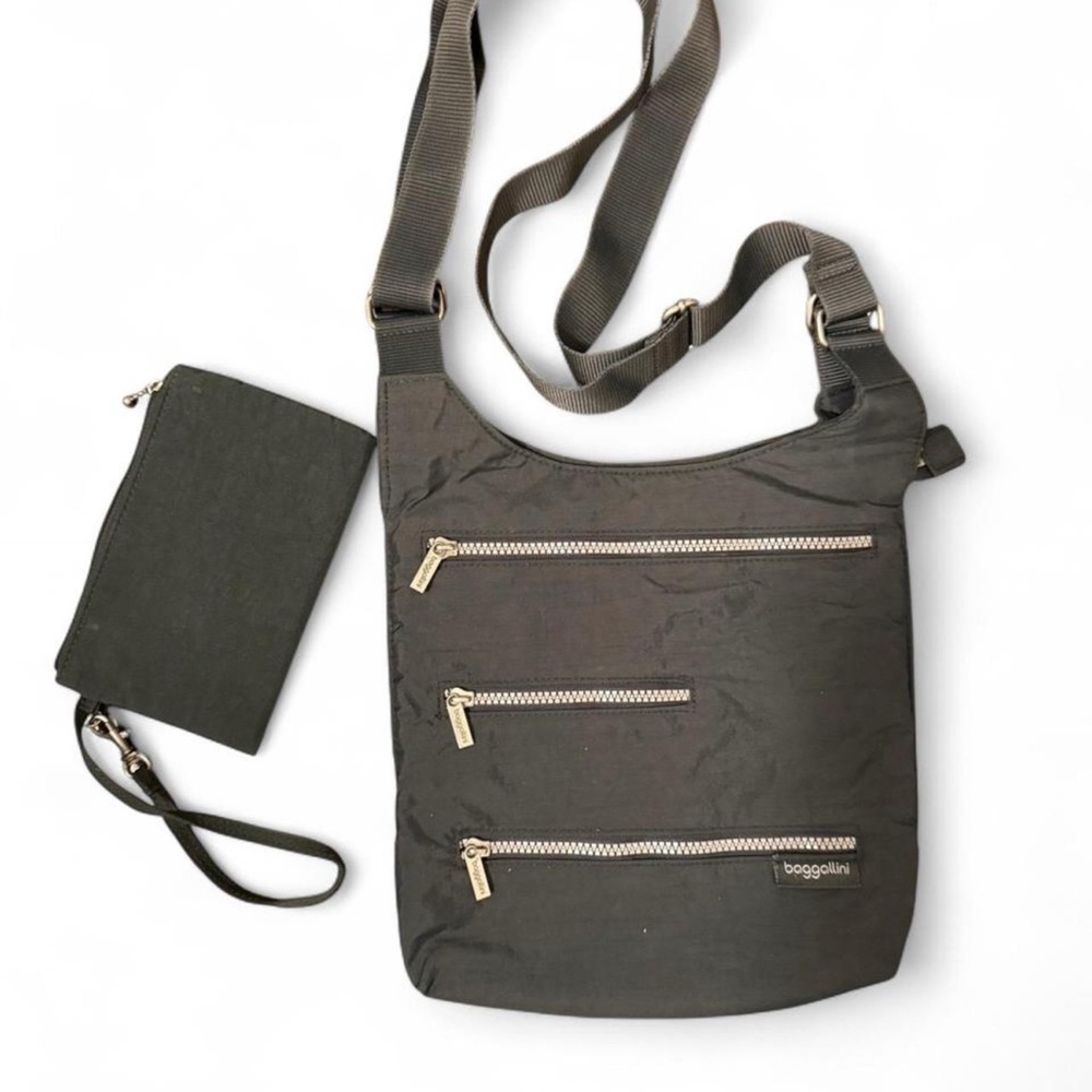 BAGGALLINI crossbody in dark gray with bonus RFID wristlet!